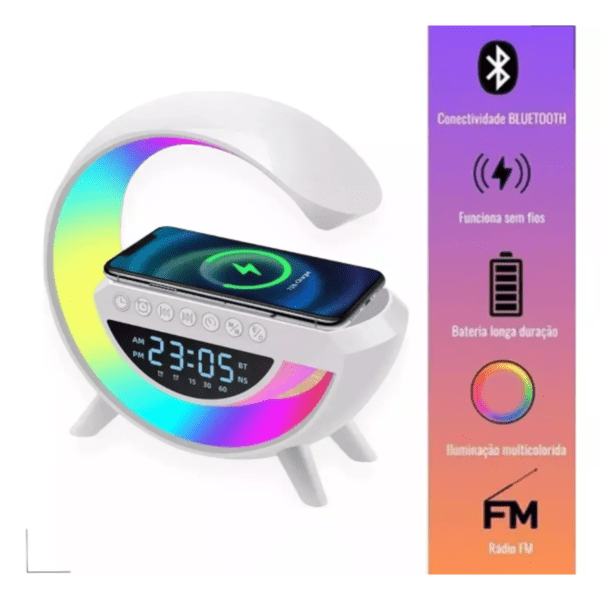Luminaria G-Speaker Multifuncional Smart Station Led Caixa De Som Relógio - Image 5